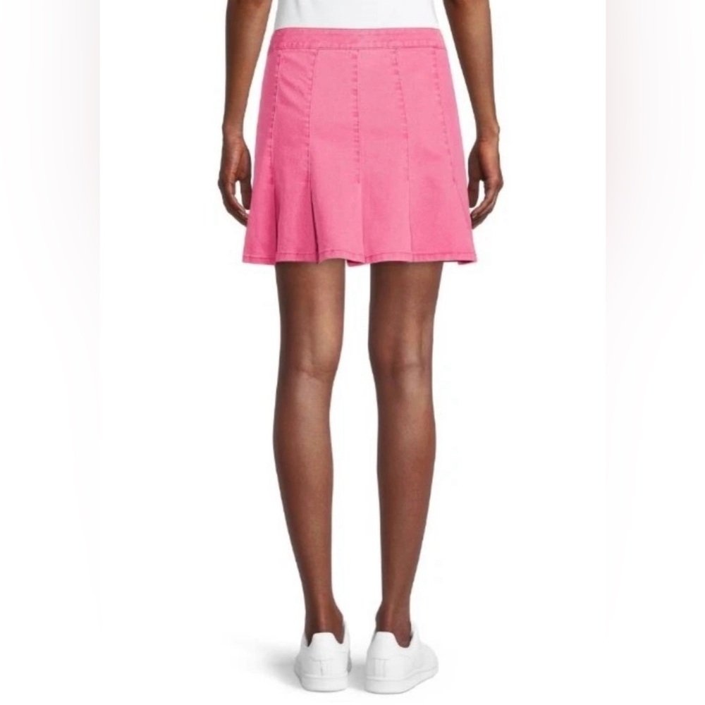 Pleated Denim Skirt Bright Pink Side Zipper No Boundaries Size 9 Y2K preppy